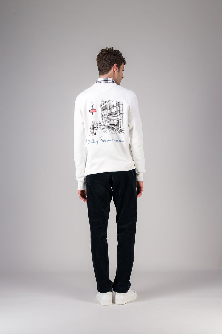 Navy wool cotton sweater