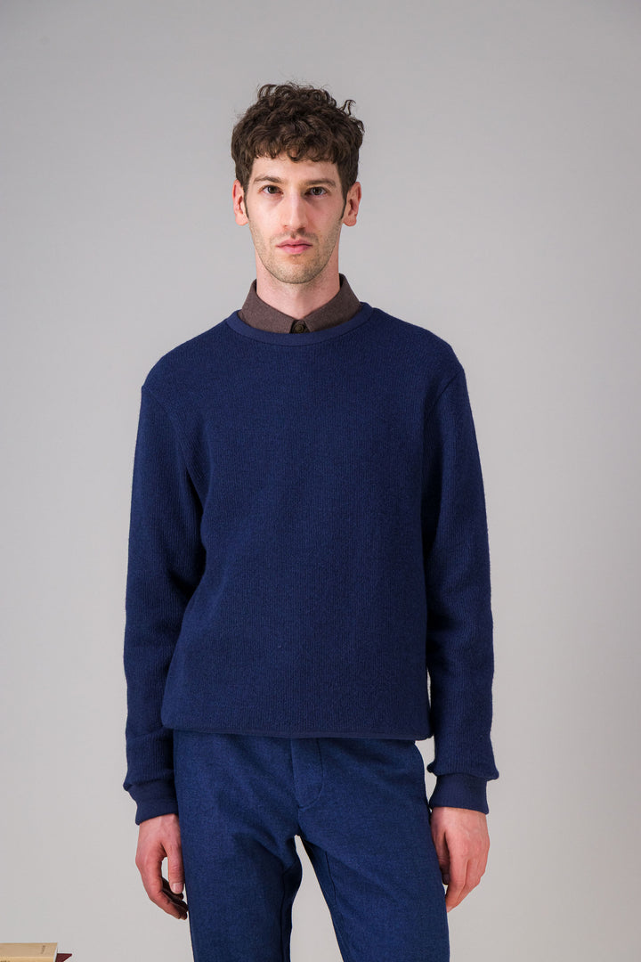 Navy wool cotton sweater