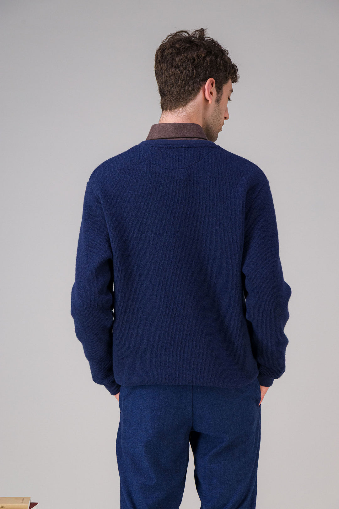 Navy wool cotton sweater