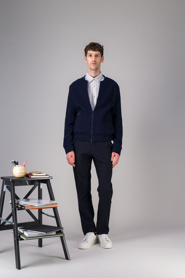Navy wool bomber jacket