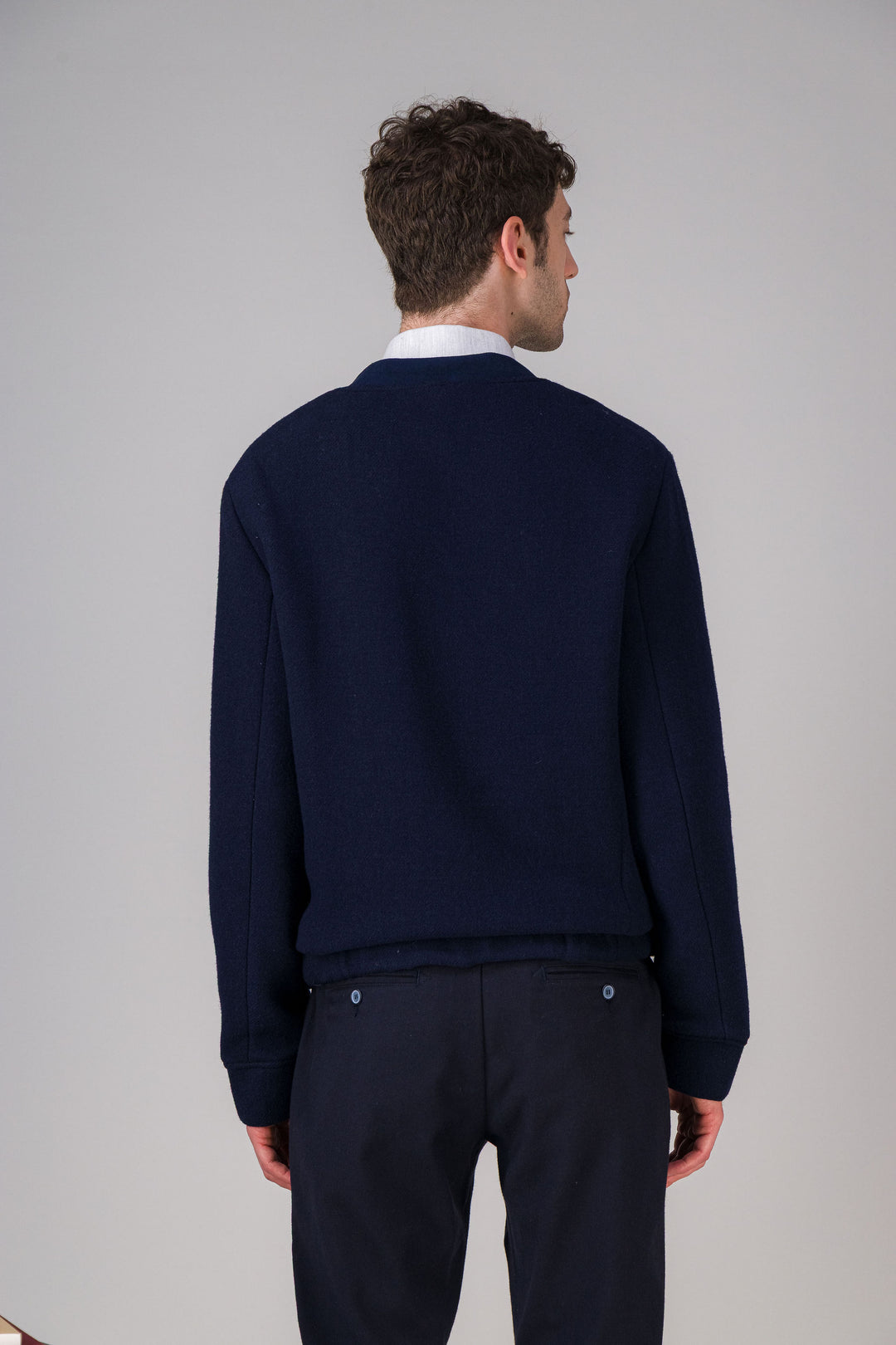 Navy wool bomber jacket