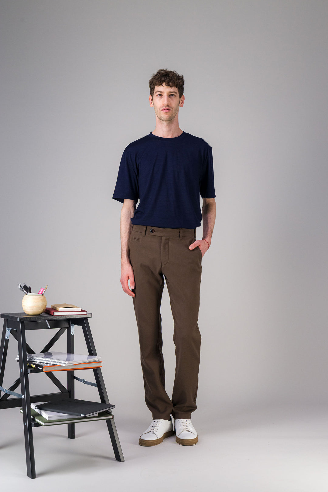 Daryk grey stretch wool cotton city trousers