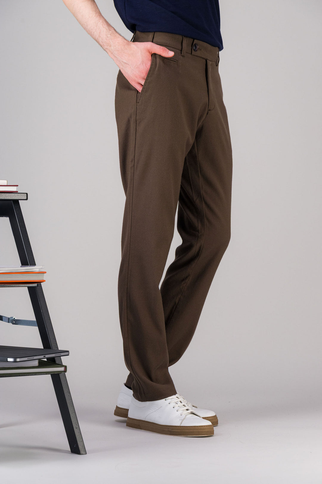 Daryk grey stretch wool cotton city trousers