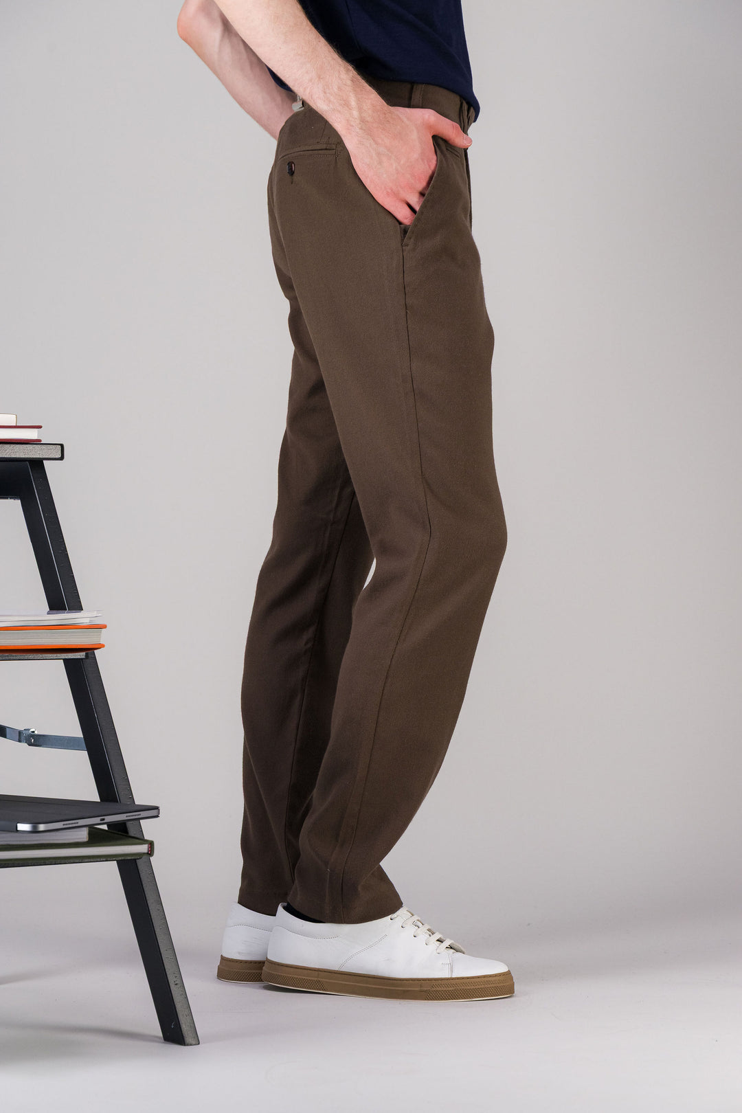 Daryk grey stretch wool cotton city trousers
