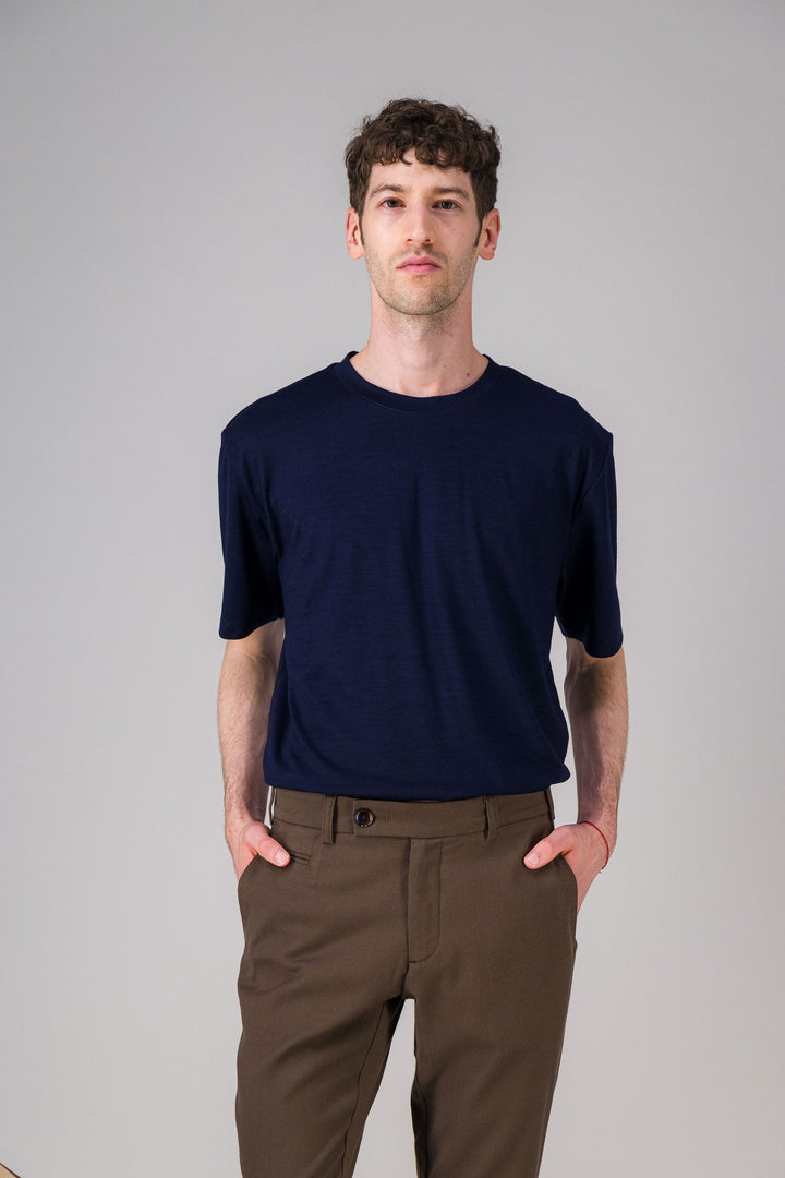 Premium’ organic cotton T Shirt mottled blue