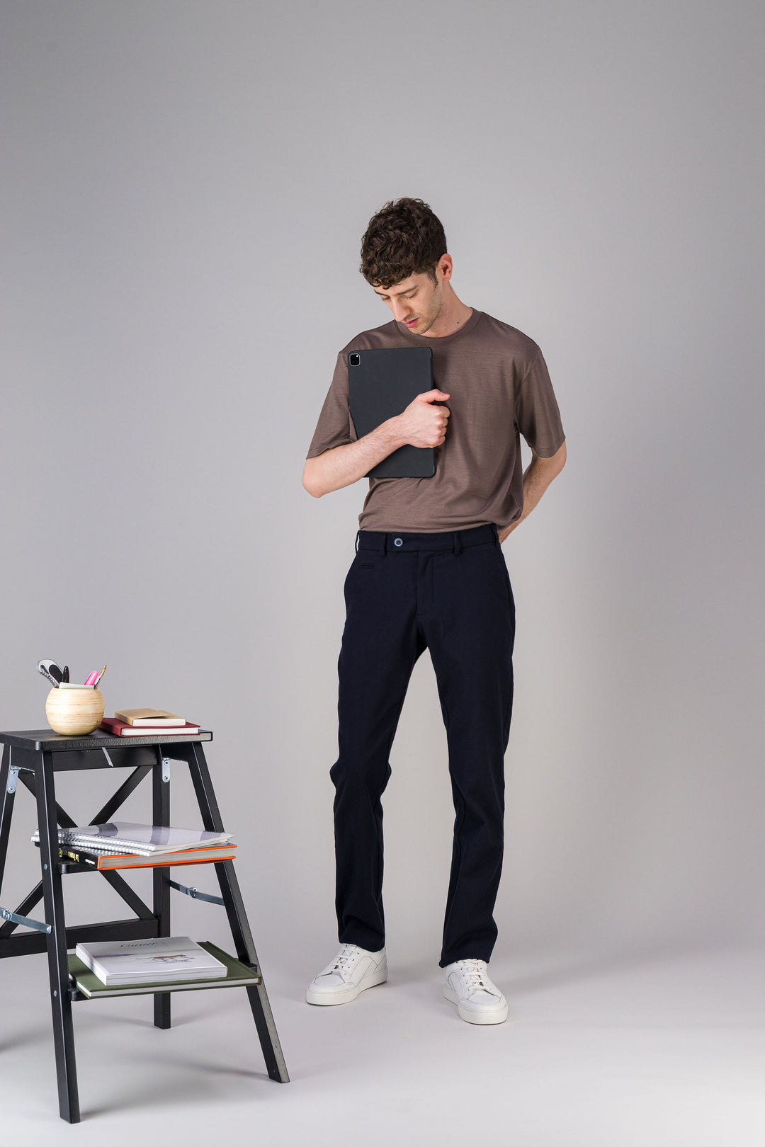 Premium’ organic cotton T Shirt mottled blue