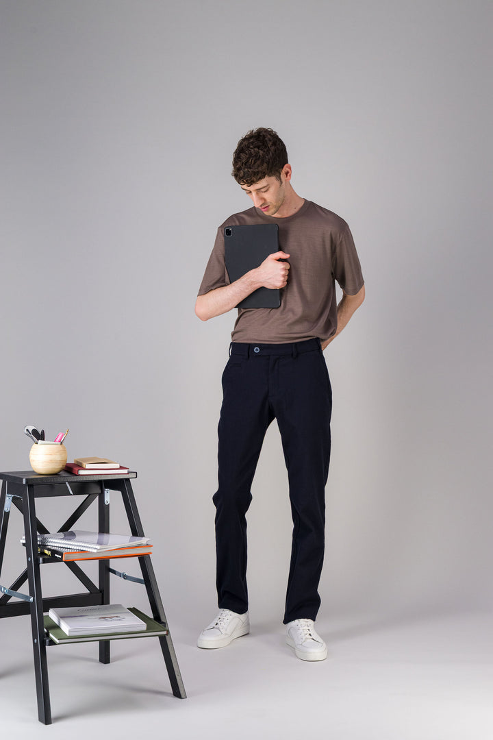 Premium’ organic cotton T Shirt mottled blue