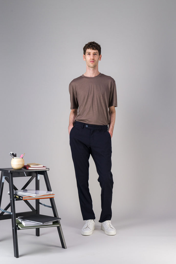 Daryk grey stretch wool cotton city trousers