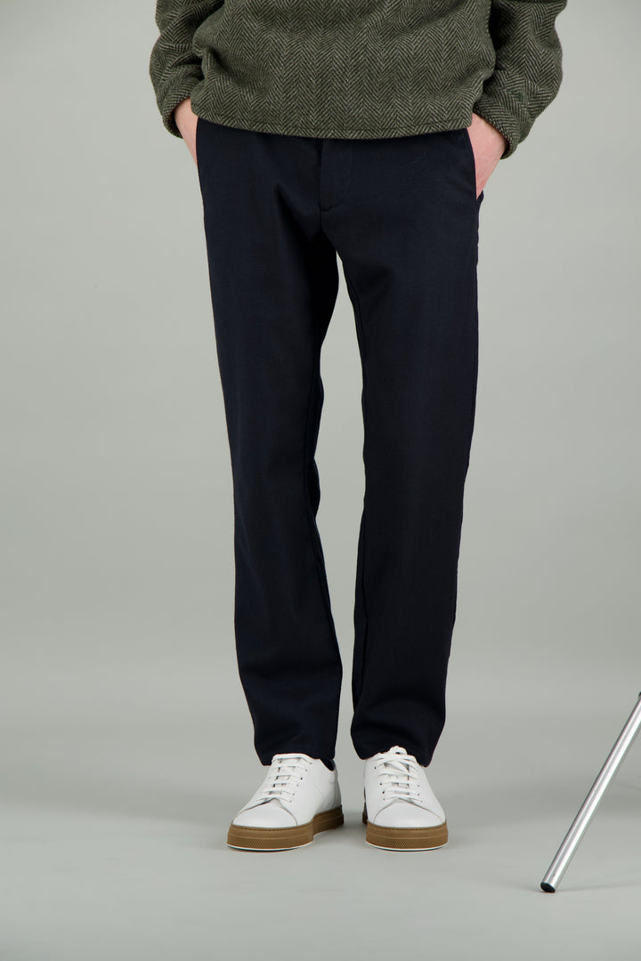 Black stretch wool cotton city trousers