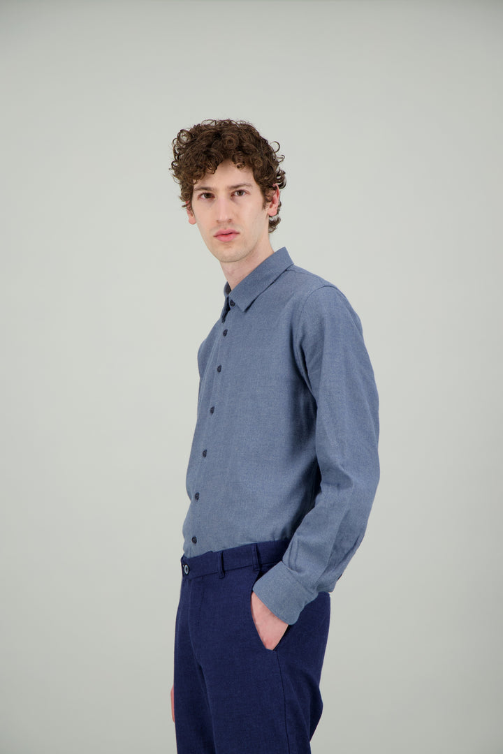 Chemise flanelle bio bleu