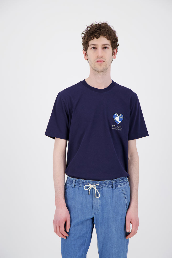 Japanese organic navy blue earth cotton T Shirt
