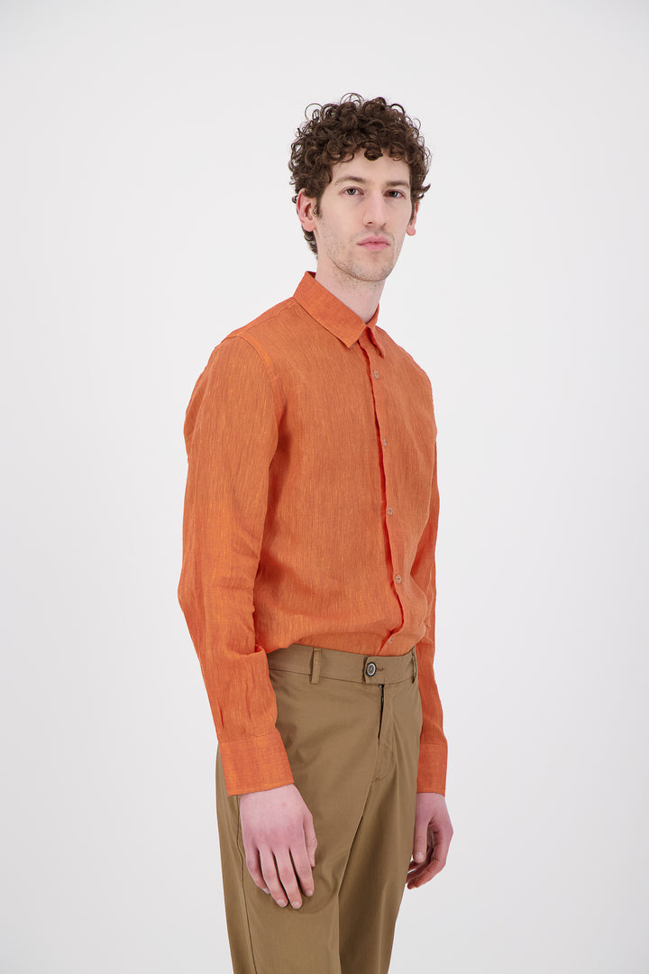 Mottled orange linen shirt
