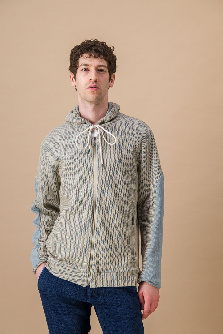 Brown Recycled wool cotton hoodie