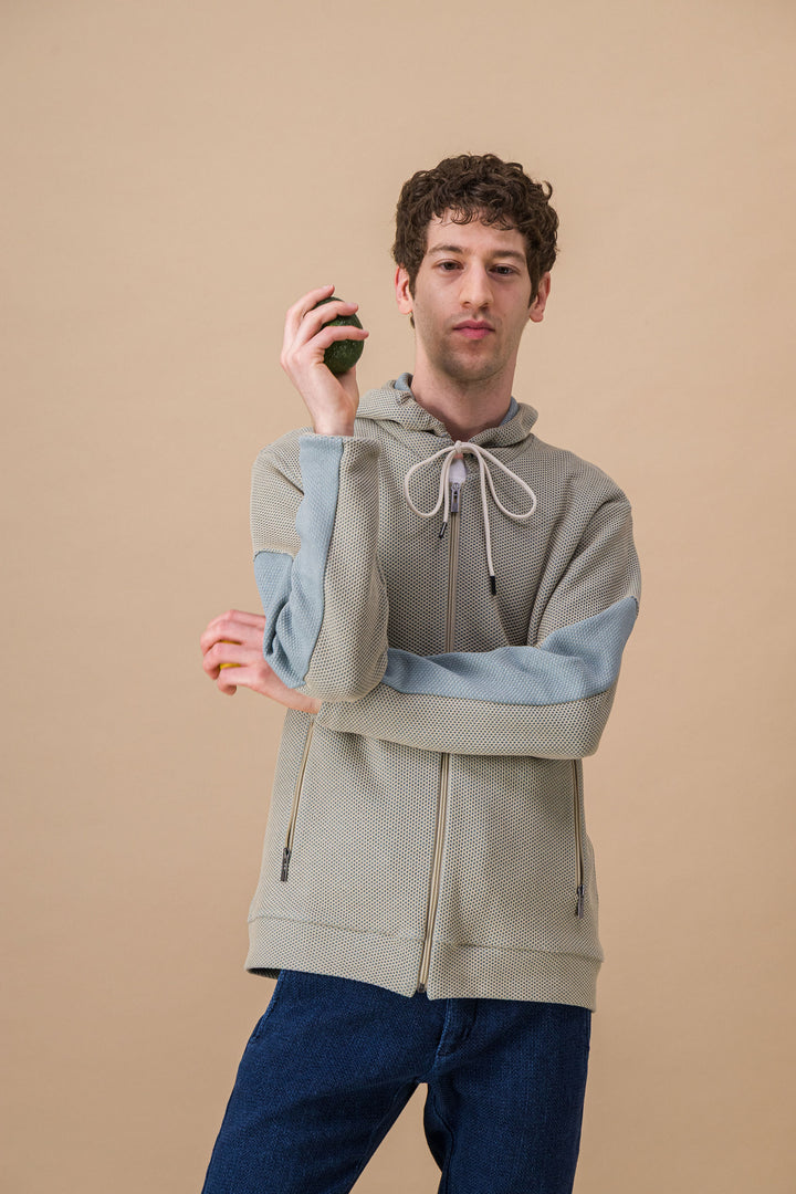 Brown Recycled wool cotton hoodie