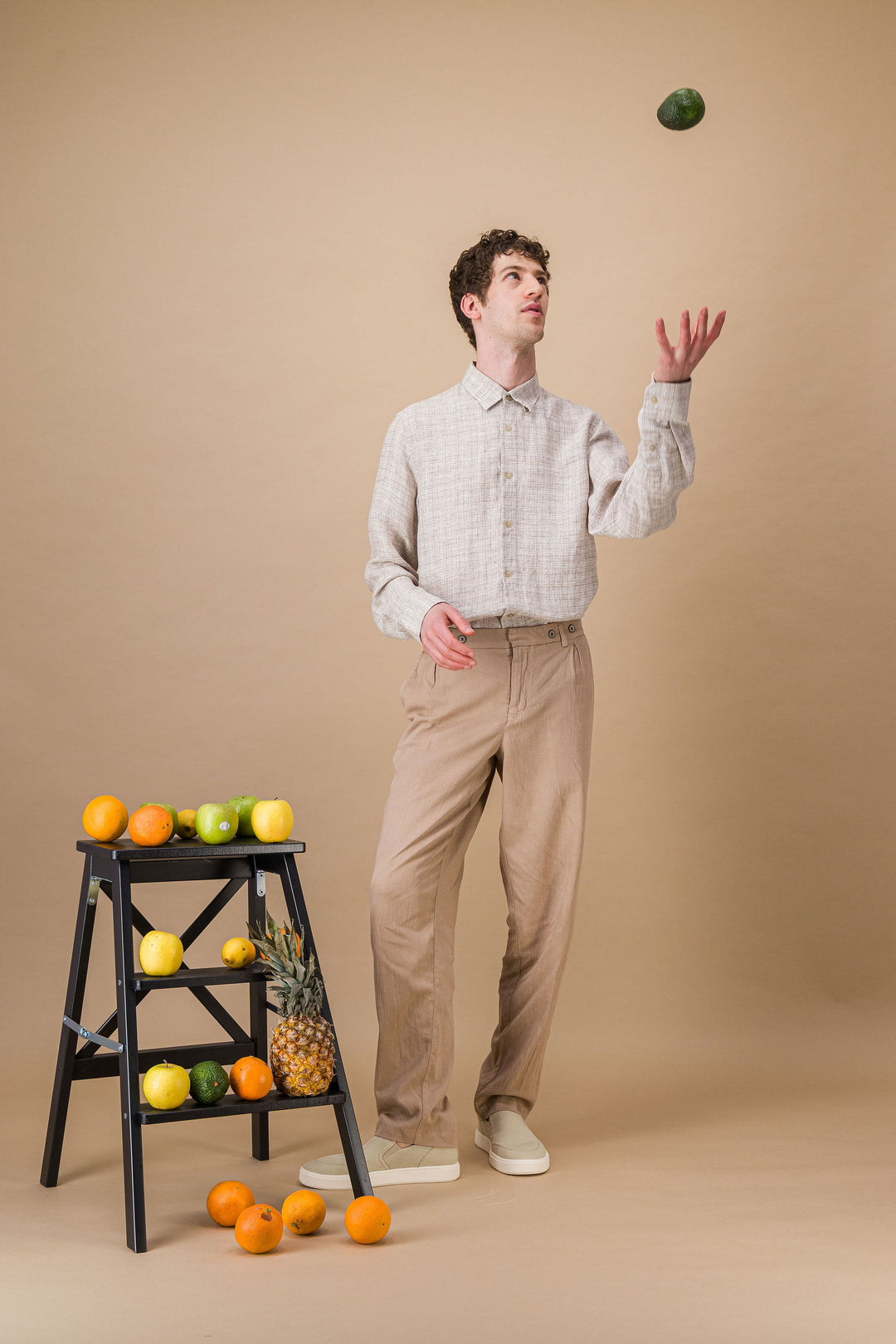 Mottled green linen shirt