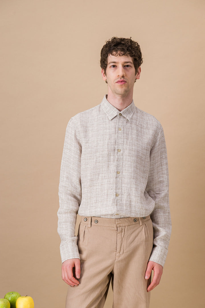 Mottled green linen shirt