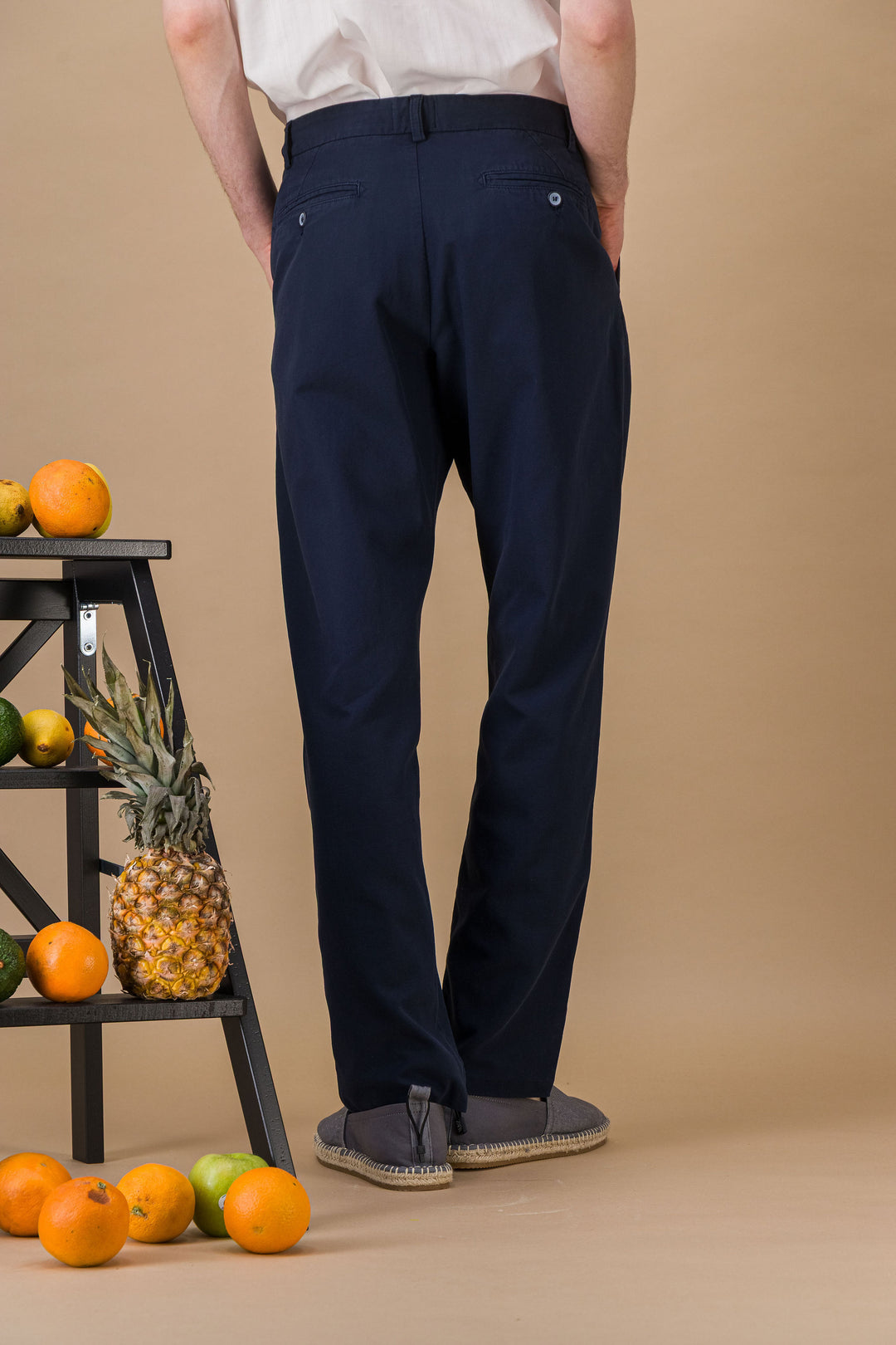 City trousers lightweight organic cotton navy