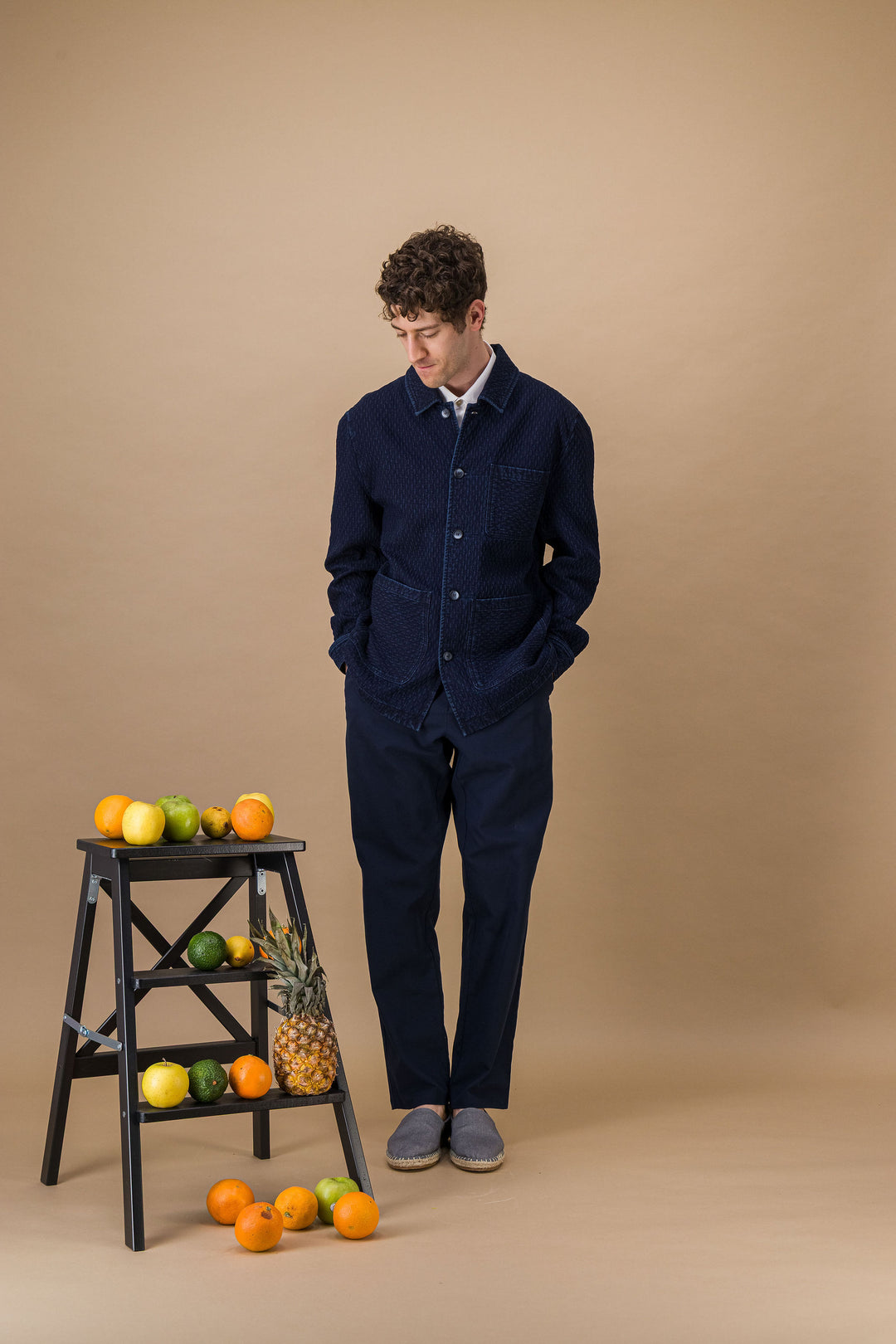 City trousers lightweight organic cotton navy