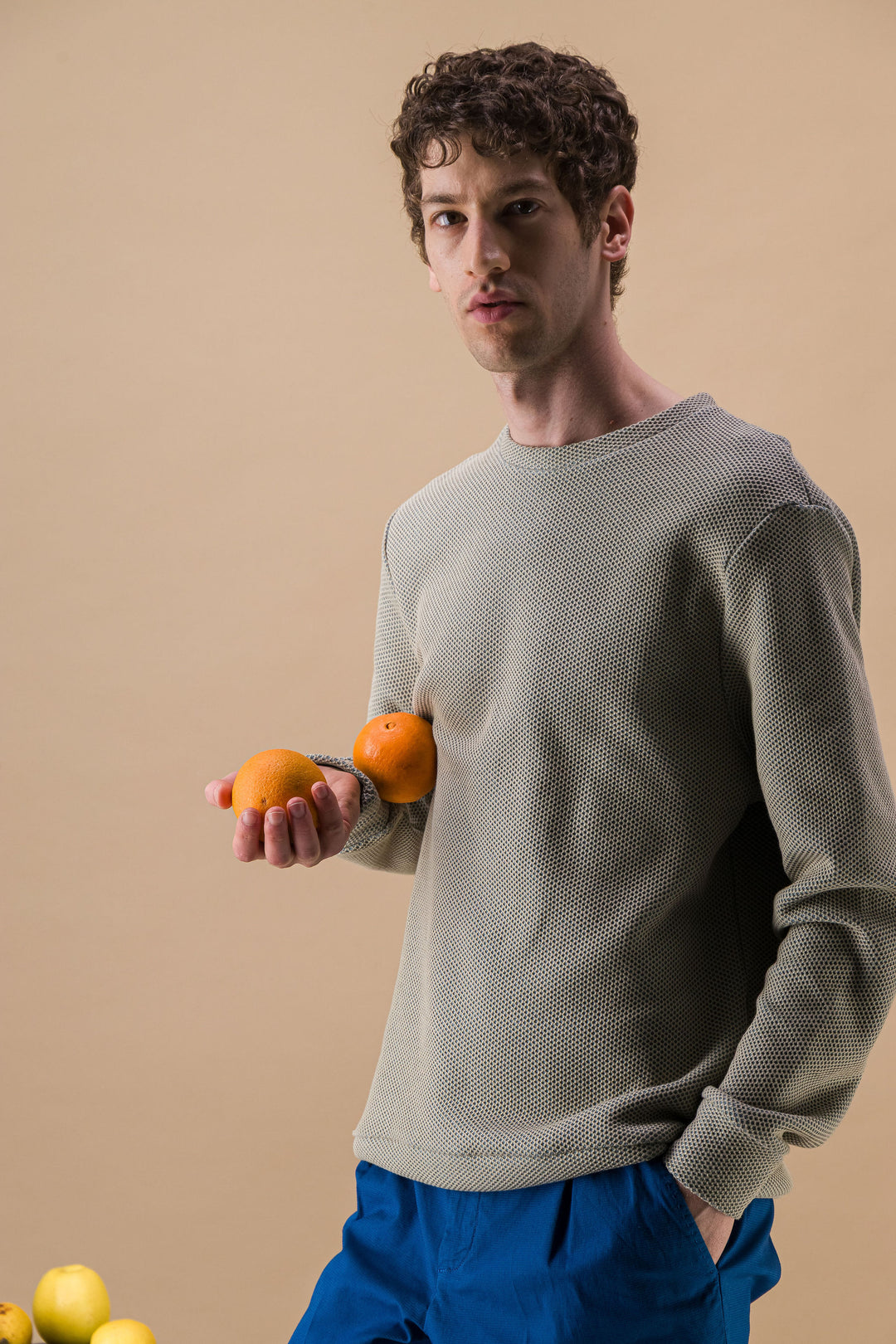 Brown Recycled wool cotton hoodie