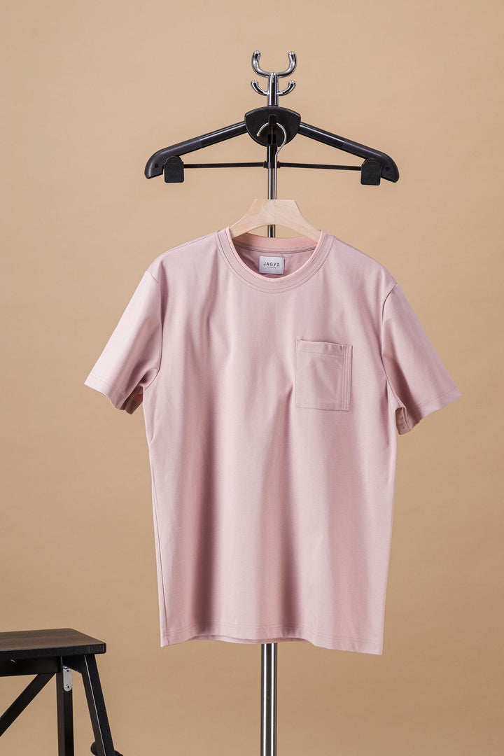 Tee-shirt "TWO" coton bio japonais rose pale