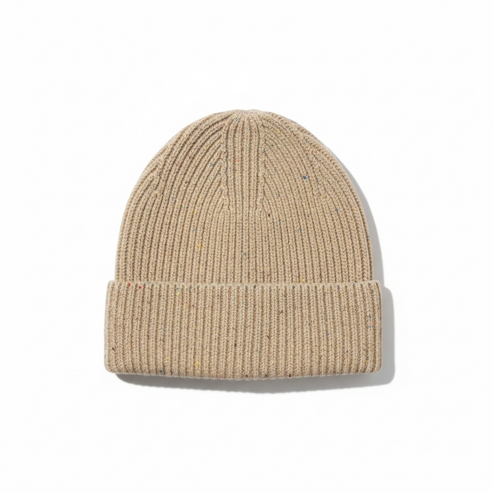Khaki woven merino wool beanie
