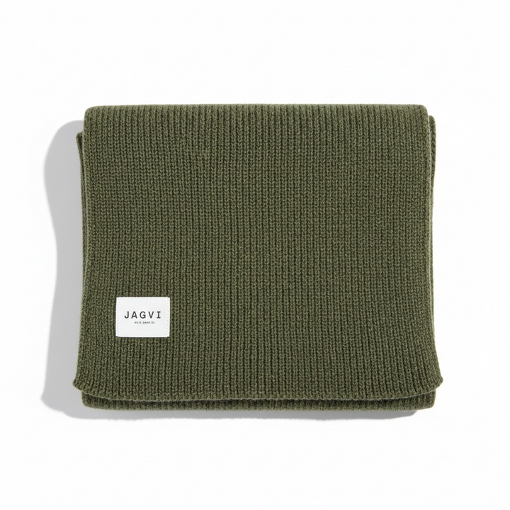 Merino wool scarf in khaki mouliné