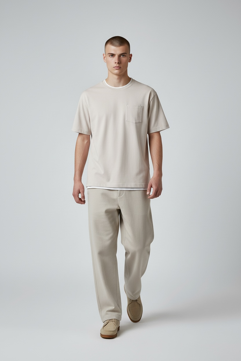 Tee-shirt "TWO" coton bio japonais gris clair