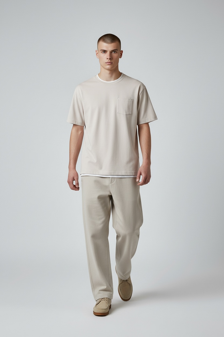 Tee-shirt "TWO" coton bio japonais gris clair