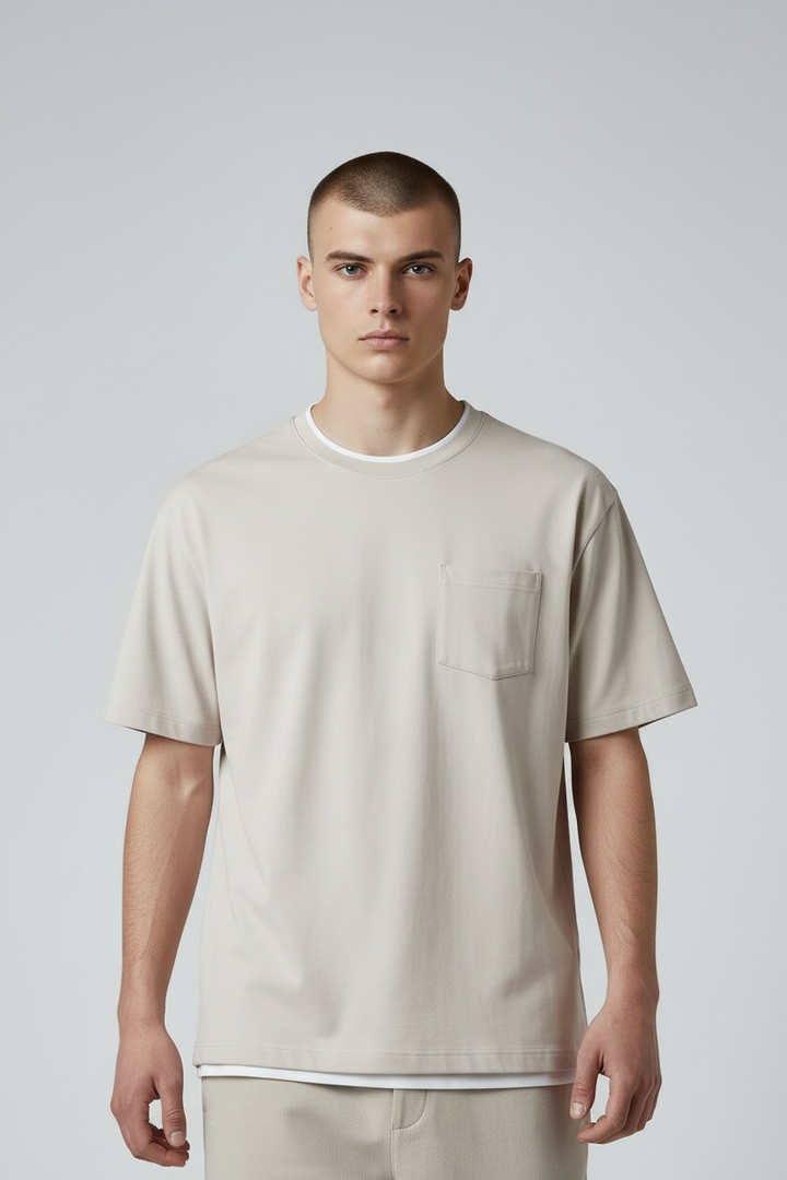 Tee-shirt "TWO" coton bio japonais gris clair