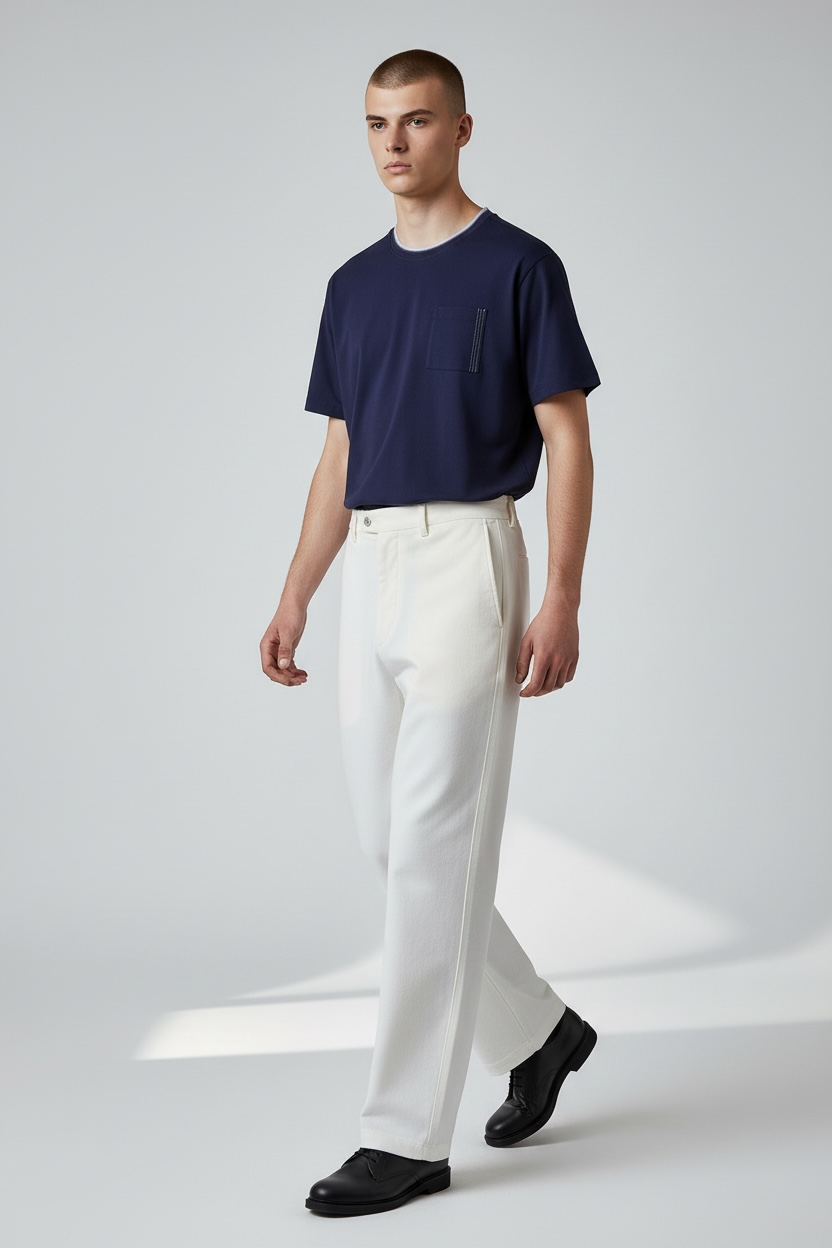 Tee-shirt "TWO" coton bio japonais marine