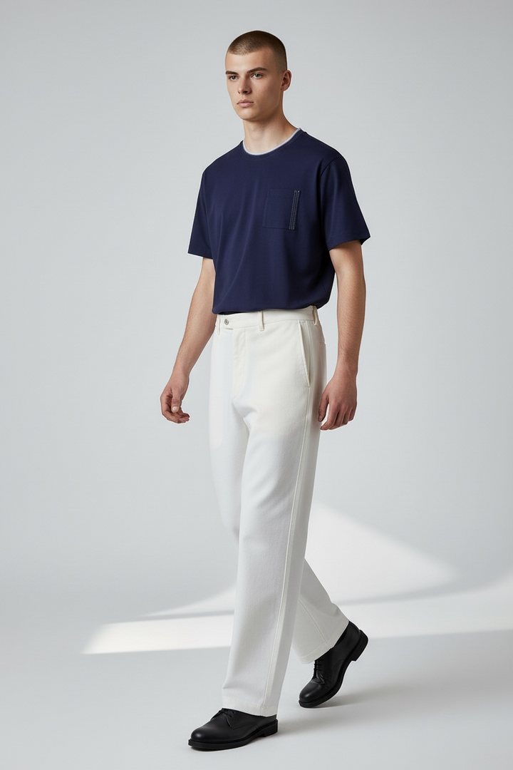 Tee-shirt "TWO" coton bio japonais marine