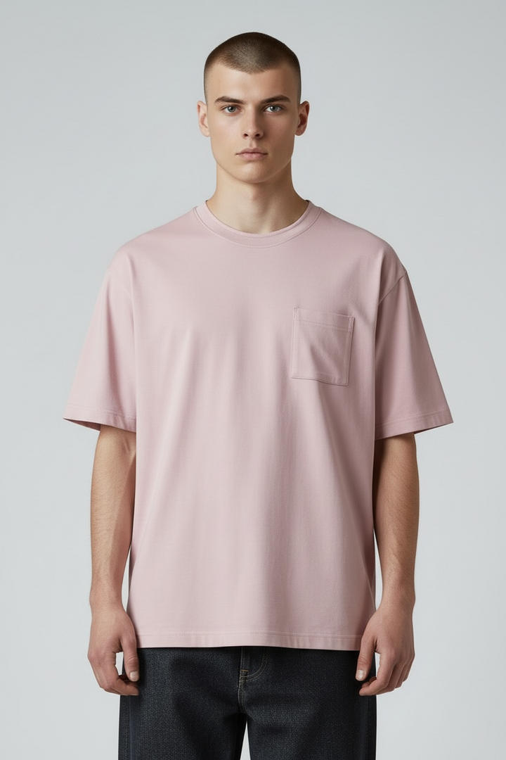 Tee-shirt "TWO" coton bio japonais rose pale