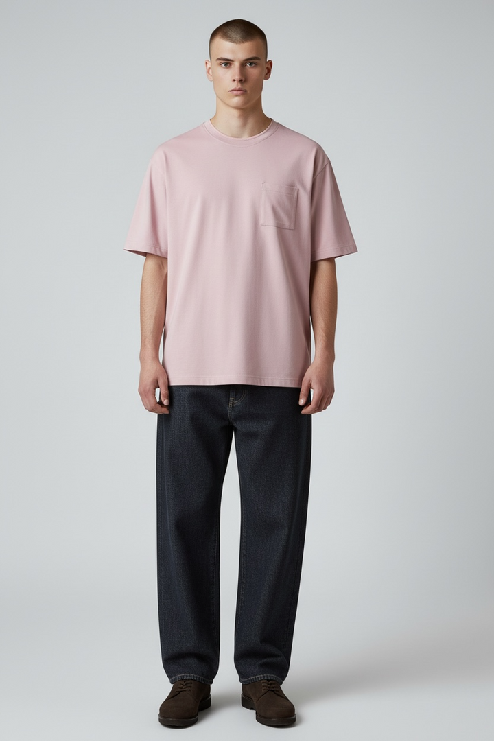 Tee-shirt "TWO" coton bio japonais rose pale