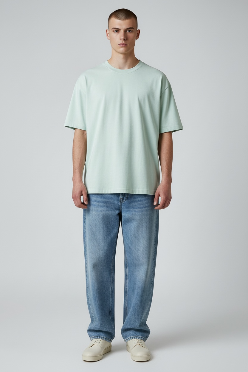 Tee-shirt "ONE" coton bio japonais vert d'eau