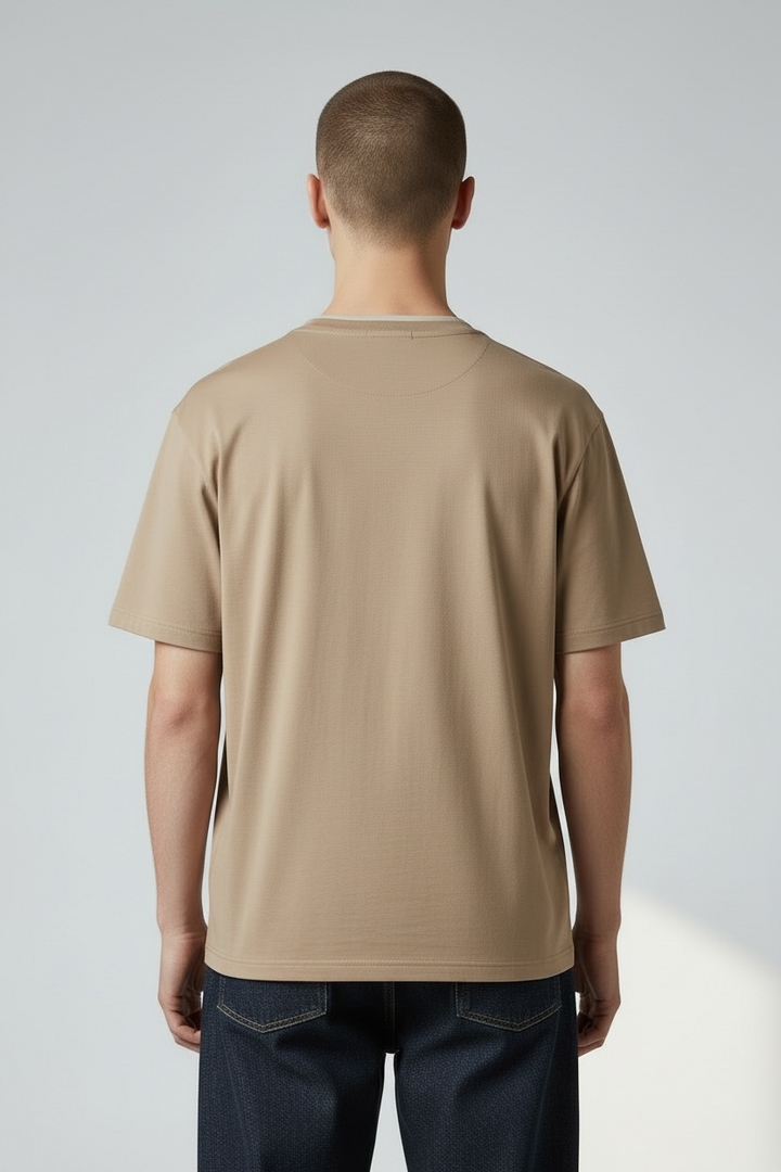Tee-shirt "TWO" coton bio japonais beige foncé