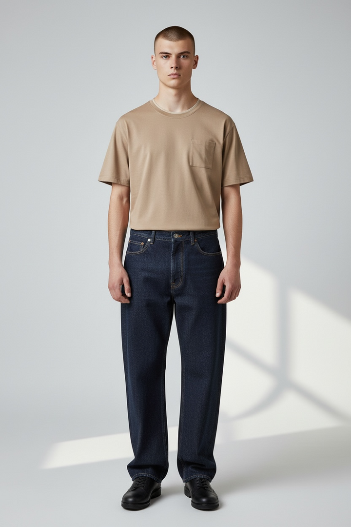 Tee-shirt "TWO" coton bio japonais beige foncé