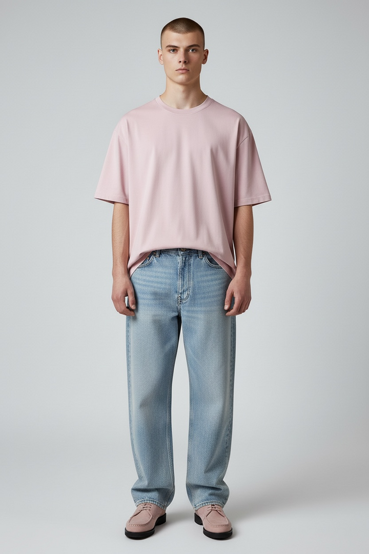 Tee-shirt "ONE" coton bio japonais rose pale