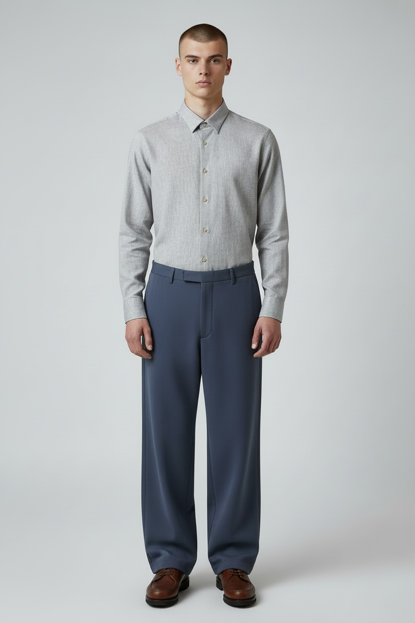Mottled blue linen shirt