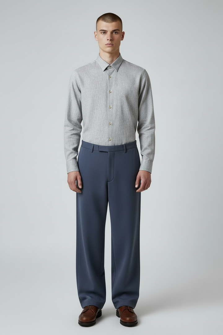Mottled blue linen shirt