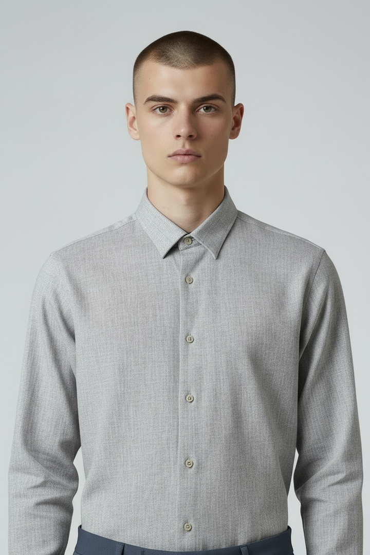 Mottled blue linen shirt