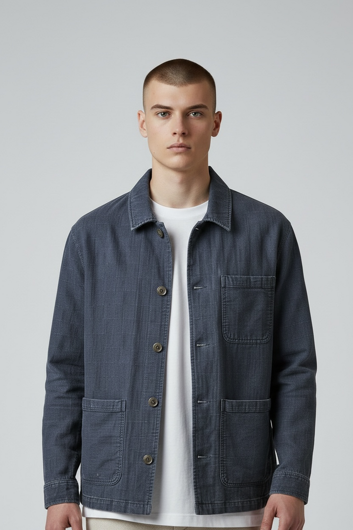 Veste Workwear denim japonais à carreaux