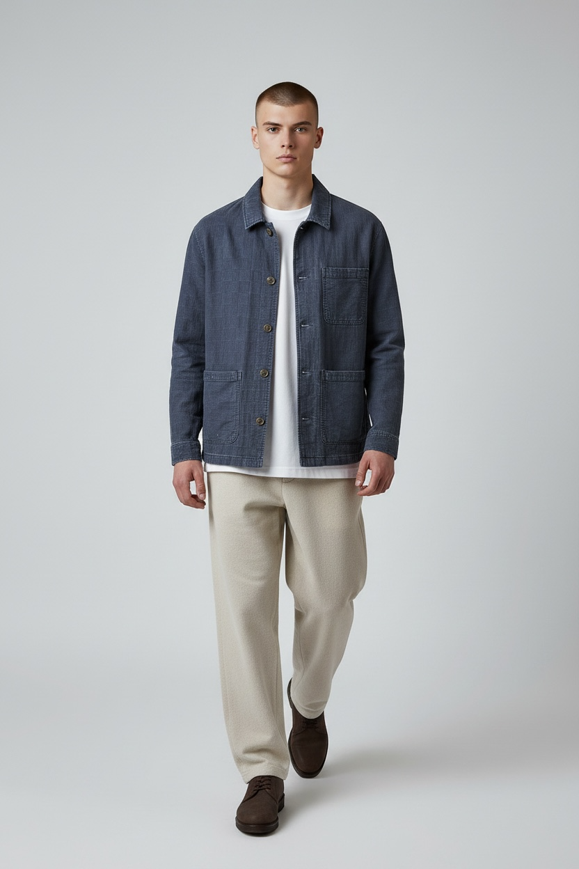 Veste Workwear denim japonais à carreaux