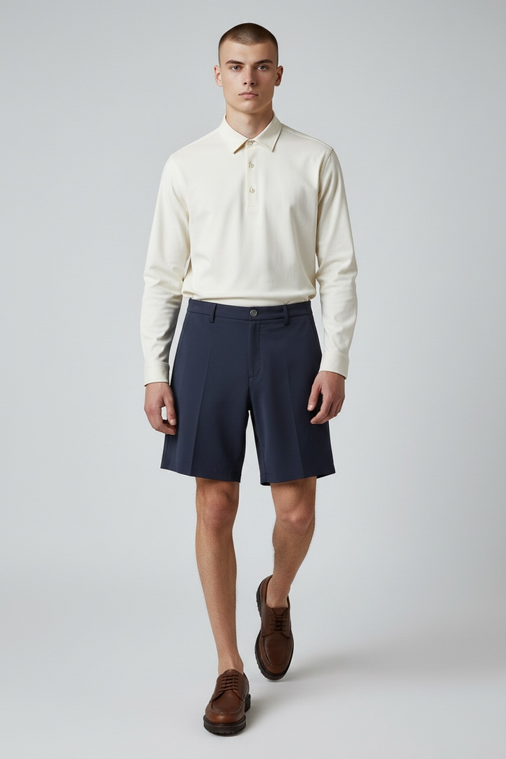 Pleats Short Bleu