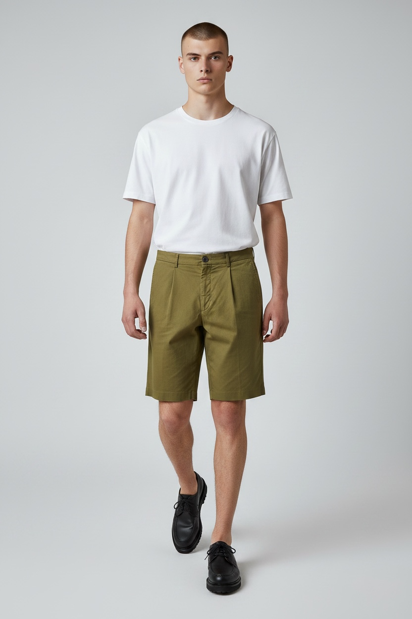 Pleats Short Kaki