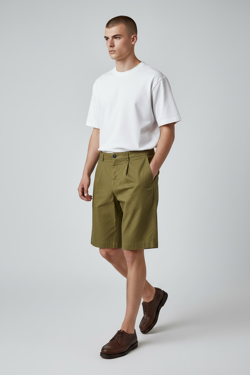 Pleats Short Kaki
