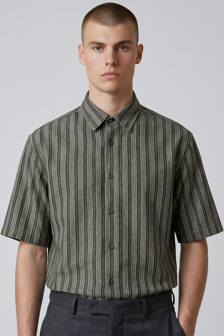 Striped SS cotton linen Shirt