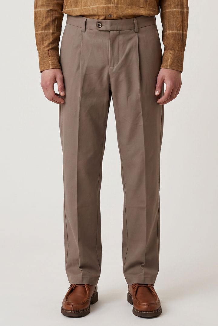 Pantalon Pleats en coton bio beige