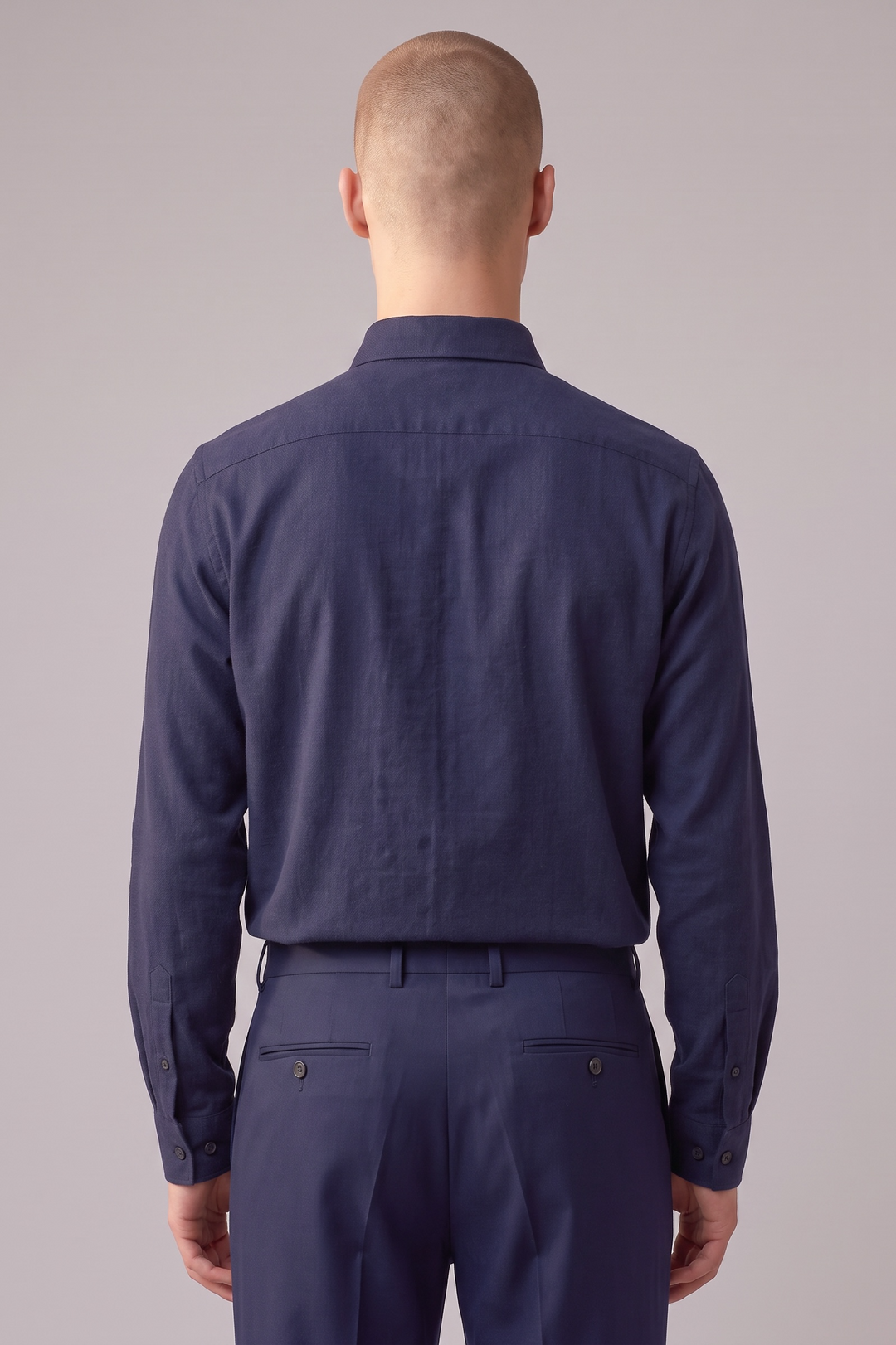 Chemise en flanelle de coton bio bleu foncé chiné