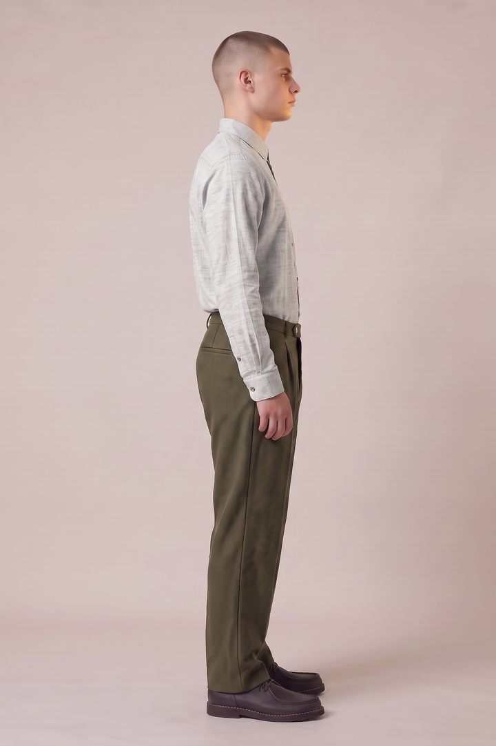 Chemise en flanelle de coton bio gris clair chiné
