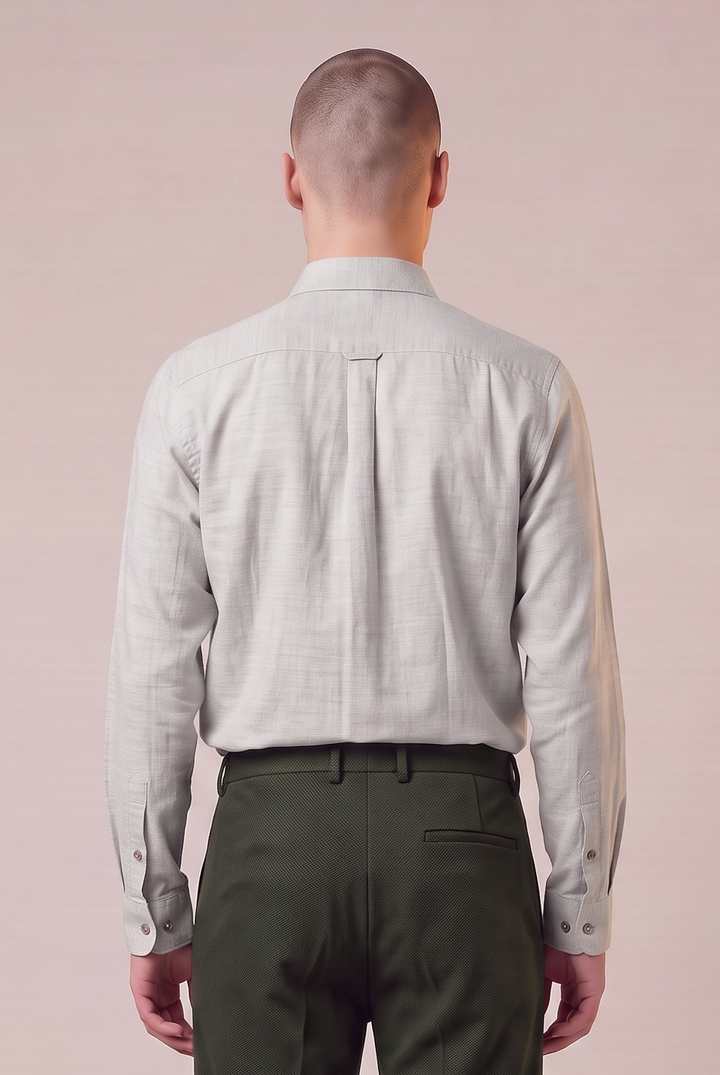 Chemise en flanelle de coton bio gris clair chiné